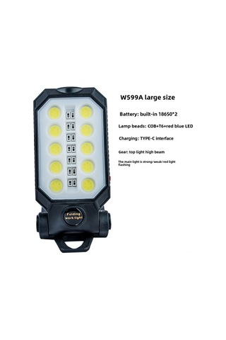 Suofeng Usb Şarjlı Manyetik Cob Çalışma Lambası - 2400mah Pil, Enerji Göstergeli, El Feneri Ve Tamir Işığı W599b Çok Renkli