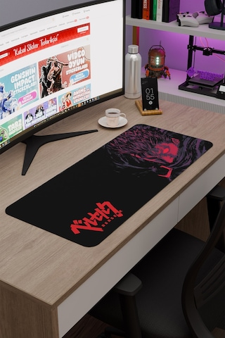 Berserk Kaymaz Dikişli Kauçuk Oyuncu Mousepad V5 - 70x30 Xl Gaming Mouse Pad Fare Altlığı