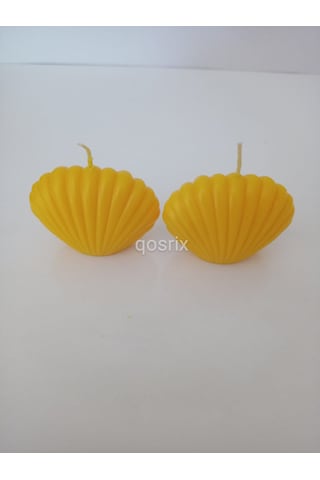 2'li Sarı Mini İstiridye Deniz Kabuğu 1. Kalite Doğal Kokulu Mum