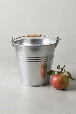 Metal Dekoratif Kova 5 Litre - 20 Cm Çok Amaçlı Saplı Galvaniz Saksılık Ve Düzenleyici Renksiz