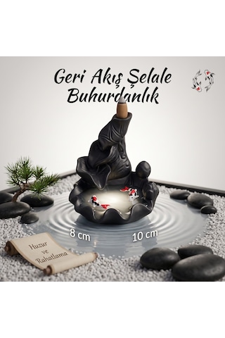 Bakgelal Koi Balığı Figürlü Geri Akış Şelale Tütsülük Seramik Dekoratif Buhurdanlık Ve Konik Tütsü Standı - 9053872240532 Lavanta - Anti-Stres - Beyaz Sabun - Amber - Çikolata - Pudra - Gül - Kahve