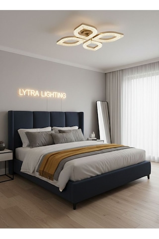 Yonca Model Gold 4"lü Ledli 3 Renk Modu Kristal Salon Mutfak Yatak Çocuk Odası Avize Altın