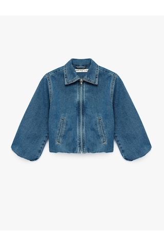Koton Pamuklu Uzun Kollu Cepli Fermuarlı Denim Ceket Orta İndigo 6skg20005ad İndigo