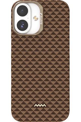 Apple Uyumlu iPhone 17 Kılıf M-safe Şarj Özellikli Raptic Aramid Skin Origin Serisi Kapak Kahverengi