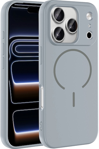 Nourthkiingdom Apple Uyumlu iPhone 17 Pro Max Kılıf M-safe Şarj Özellikli Zore Meta Kapak - Titanyum-gri Titanyum - Gri