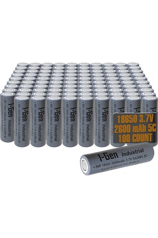 I-gen Industrial E002 Inr 18650 3.7v 2600 Mah 5c 9.62wh Li-ıon Şarjlı Pil Düz Başlı Lityum Pil 100'lü Paket I-gen143