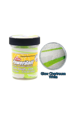 Berkley PowerBait Extra Doğal Kokulu Glitter (Simli) Alabalık Hamuru - Glow / White