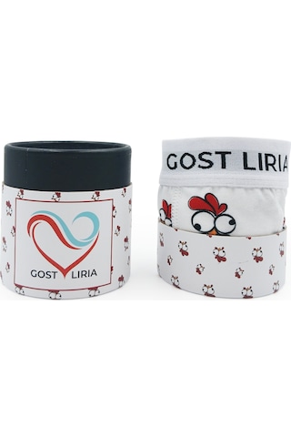 Gost Liria Chicken Desenli Erkek Boxer Beyaz