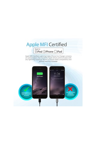 Promate iPhone Lightning Araç Çakmak Şarj Cihazı MFI Onaylı Siyah