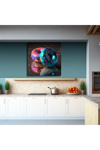 Donut Makaron Mutfak Pastahane Ve Kafelere Asmalık Hd Baskı Kanvas Tablo
