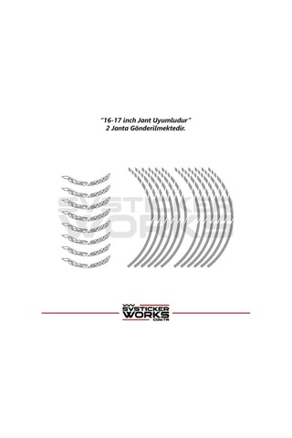 Bajaj Rs200 Jant Sticker Dış Ve İç Set Sticker Jant Şeridi Gri 72723171