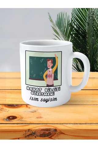 Hayat Bilgisi Öğretmeni Baskılı Kupa Bardak İsimli Kişiye Özel Öğretmenler Günü Çok Renkli