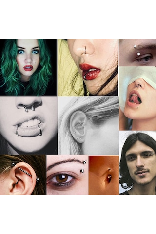 Wezone 47 Parça Tekerlekli Cila Vurgulu Paslanmaz Çelik Göğüs Burun Kulak Karın Piercing Seti - Açma Pensi, Eldiven, İğne Ve Alkol Tamponu Dahil