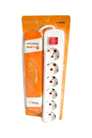 Fully 947 6'lı Akım Korumalı Priz 1.5 Metre Beyaz