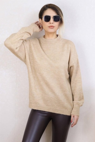 Ritnice Kadın Camel Oversize Basic Kazak - Çok Renkli