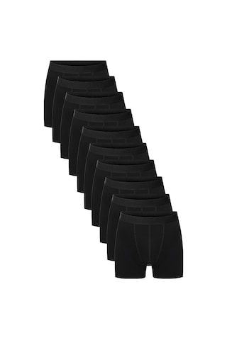 Erkek Siyah Düz Likralı Boxer Şort 10 Lu 10'lu Siyah