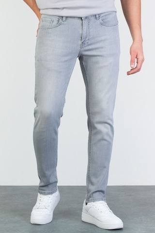 Erkek Gri Slim Fit Dar Kesim Esnek Likralı Denim Jeans Kot Pantol (524238244)