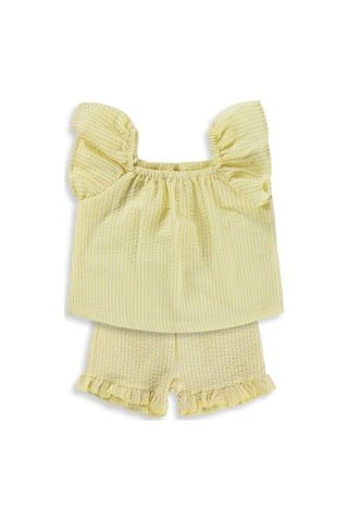 Civil Baby Çizgi Empirmeli Fırfır 6-18 Ay Takım - Sarı Açık Sarı