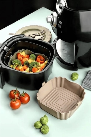Bütün Airfryer'lere Uyumlu Vizon Silikon Pişirme Kabı Çok Renkli