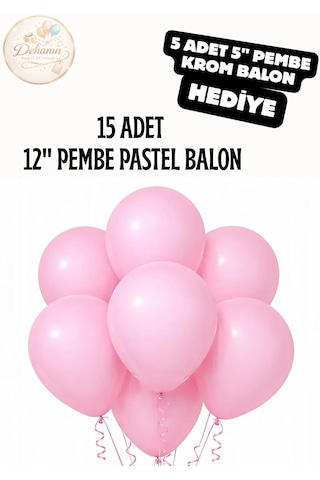 Pastel Balon Seti 15 Adet Krom Balon Hediyeli Doğum Günü Parti Balonu Pembe