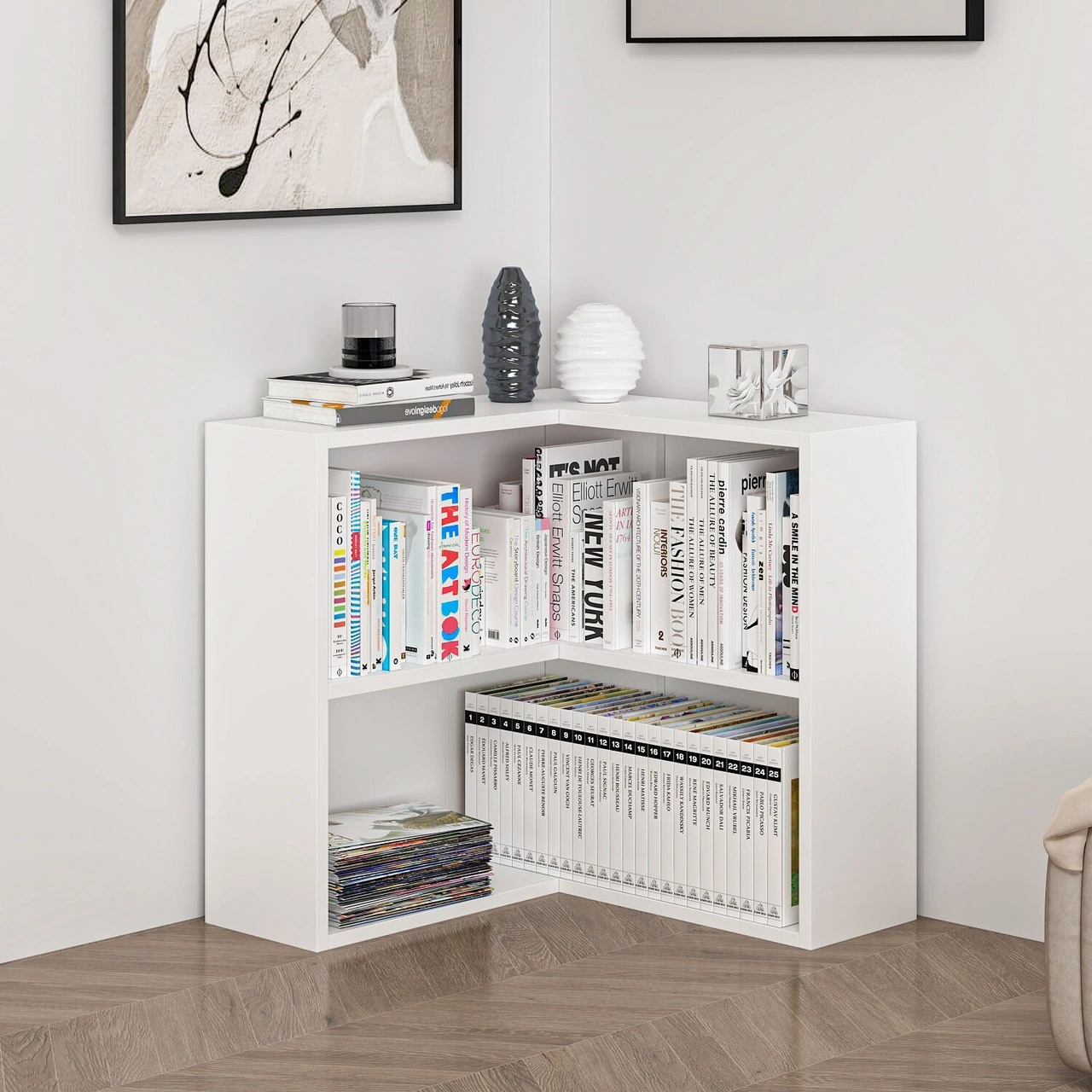 Adel 1 Raflı Köşe Kitaplık - Beyaz Beyaz