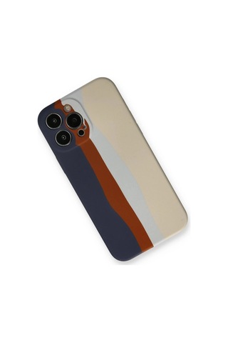 Durukar iPhone Uyumlu 13 Pro Kılıf Ebruli Lansman Silikon - Lacivert-krem