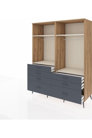 Kronos Gardrop 4 Raflı 7 Çekmeceli 2 Askılı 176x59x221 Çam-aytaşı/antrasit Aytaşı/antrasit