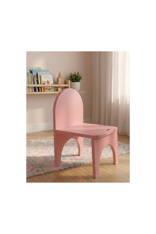 Montessori Mdf Çocuk Sandalyesi, Modern Tasarım, Güvenli Ve Dayanıklı Ahşap Çocuk Sandalyesi Pembe