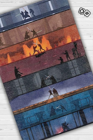 Homshtag Bölümler Film Halısı Star Wars Temalı Film Halısı Çok Renkli