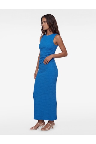 Koton Bürümcük Kumaş Drape Detaylı Dokulu Midi Kobalt Mavi Kalem Etek Mavi 6sak10005uk