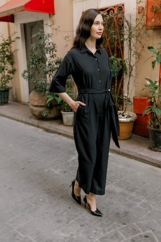 Barbora Keten Günlük Tulum Elbise Ln22siyahd1 001