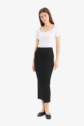 DeFacto Yüksek Bel Fitilli Kaşkorse Basic Düz Maxi Siyah Kalem Etek C4497AX25SPBK81 Siyah