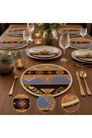 Bk Gift 6 Adet El Yapımı Anadolu İzleri Kilim Kumaşı Supla Koleksiyonu 27cm -7 Haki