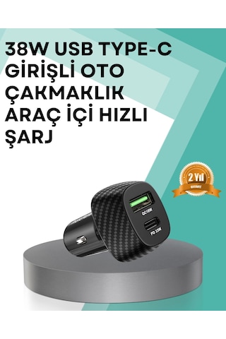 Çift Cihaz Destekli 38w Güçlü Çakmaklık Araç Şarj Cihazı