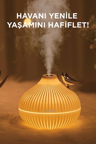 H12 Beyaz Ultrasonik Gece Lambalı Hava Nemlendirici Dekoratif Buhar Makinesi (İthalatçı Garantili)