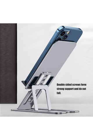 Fosenze Alüminyum Zırhlı Masaüstü Tutucu: 7 Açıyla Katlanabilir, Dürtüye Dayanıklı, 12 İnç'e Kadar Cihazlar İçin Live Yayın Ve Ev Kullanıma Uygun Gümüş