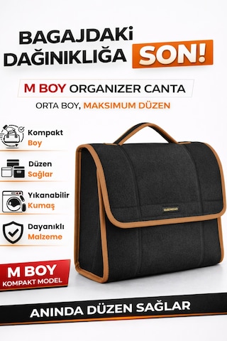 Oto Bagaj Organizer Bagaj Çantası M Boy Kaymaz Cırt Bantlı Velur Kompakt Düzenleyici - Mcx5