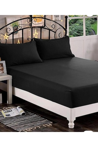 %100 Cotton Pamuk 120x200+30 Cm Fitted Lastikli Tek Kişilik Çarşaf Bed Sheett Siyah