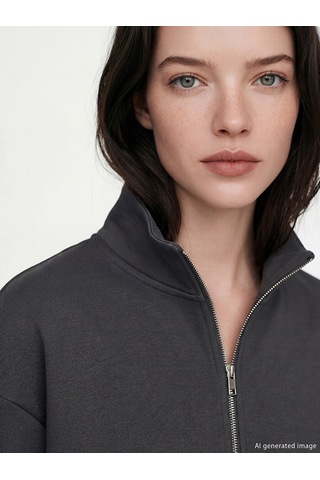 Lcw Comfort Antrasit Dik Yaka Soft Touch Kadın Sweatshirt