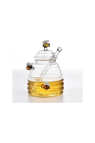 Pazly Şeffaf Kapaklı Büyük Bal Kavanozu - Dayanıklı Cam Saklama Kabı Pratik Ev Kullanımı İçin Mükemmel Şeffaf