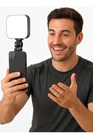Şarjlı Led Selfie Işığı - 6000k Doğal Işık, Telefon/tablet/kamera Uyumlu 5.5w