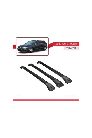 Volkswagen Passat B6 Varıant 2005-2010 Arası İle Uyumlu Ace-1 Ara Atkı Tavan Barı Siyah 3 Adet Bar