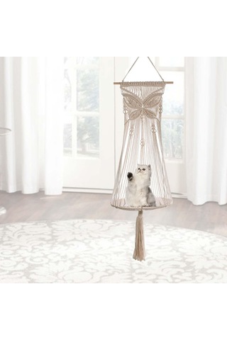 Suntek Kapalı Dış Duvar Için Kedi Hamak Uzunluğu 45 Inç Bej