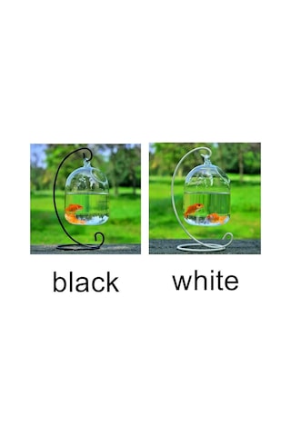 Yifomall El Yapımı Asılı Cam Akvaryum - 15 Cm Yükseklik, Dekoratif Beyaz Ayaklı Şık Tasarım