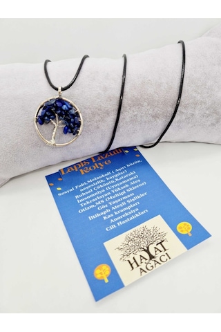 Sertifikalı Lapis Lazuli Taşı Hayat Ağacı Kolye Orijinal Doğal Taş Çok REnkli