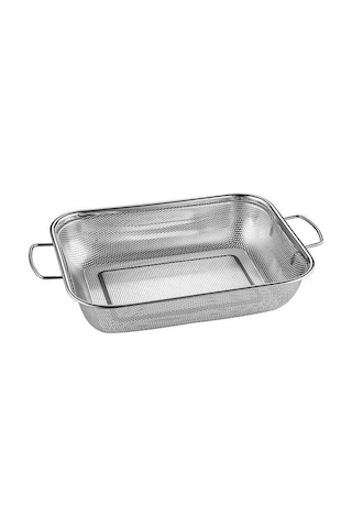 Gümüş Paslanmaz Çelik Makarna Sebze Meyve Süzgeç 32x40 Cm Inox