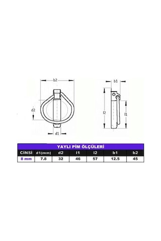 Aletçantam Galvanizli Çelik Traktör Pimi Yaylı Pim 8 Mm -10 Adet