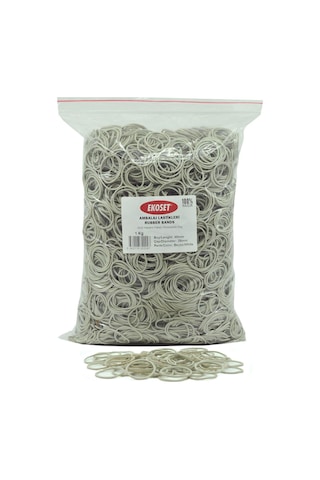 Ekoset Kauçuk Paket Ambalaj Toka Para Lastiği 40Mm Beyaz 1Kg