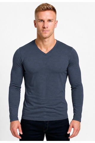 Axxel Erkek Füme Pamuklu Likralı Süprem Uzun Kollu T-shirt-d236