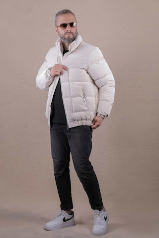 Ohepmoda Dik Yaka Nova Soft Kumaş Erkek Şişme Mont Bej